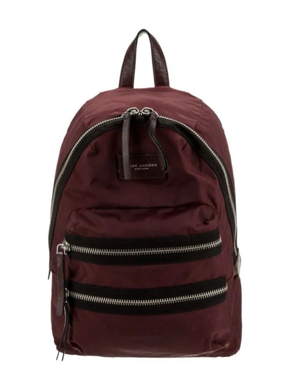 Marc Jacobs Authentic Burgundy Black Nylon Leather Trim Backpack
